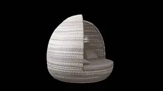 Strandkorbwerk.de Liegeinsel Piccadilly Lounge White Wash Duo Weaving mit 360&deg;-Drehtechnik