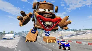 Epic Escape From Lightning McQueen Lizard Eater, Boo Tow MaTer, Tralalero Tralala BeamNG.Drive