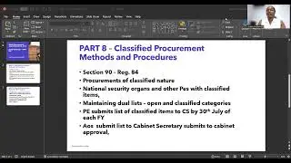 PART VIII - CLASSIFIED PROCUREMENT METHODS AND PROCEDURES Recorded