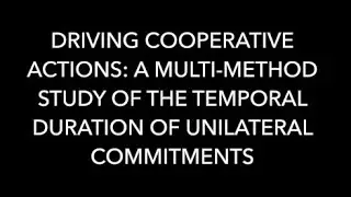 Spotlight &ldquo;Driving cooperative action: A multi-method study of the temporal duration of......