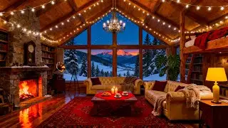 Silent Snowfall & Christmas Coffee Shop Ambience ❄️☕️ Smooth Jazz Music & Fireplace for Deep Relax