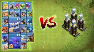 Max Hidden Tesla x4 vs All Max Troops | Clash of Clans