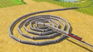 Kereta Api Terpanjang Melewati Rel Keong Raksasa | The Longest Train Passes The Giant Conch Railroad