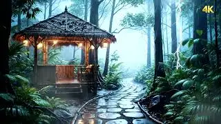 4K Heavy Rain in a Tropical Rainforest &ndash; Storm Ambience for Sleep, Study, and Stress Relief