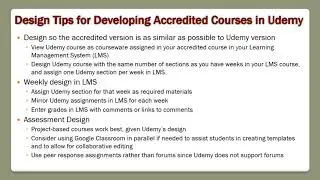 How to Design Courses in Udemy for Academic Credit
