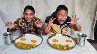 EATING CHALLENGE CHICKEN CURRY EGG CURRY RICE PURI // BENGALI FOOD CHALLENGE // Big Bite Battles