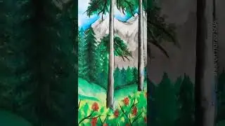 hill and forest watercolour painting 🎨🙂#shorts #snigdha's gallery #painting