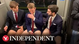 Londoners strip down to pants for 'No Trousers Tube Ride'