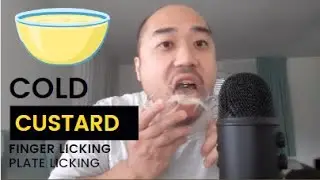 ASMR Dutch Cold Custard Dessert 🍮 + Finger Licking & Plate Lick 👅
