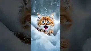 Fluffy Cat's FIRST Snow Day! Cutest Snow Angel Ever! 🐱❄️😍 #cats #winter #cute