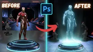 Making an Iron-man Holographic Effect using Photoshop Manipulation | Time-lapse Tutorial