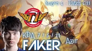 SKT T1 Faker AZIR Mid vs Ryze - Patch 6.11 KR | League of Legends