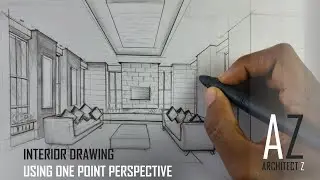 One Point Perspective drawing/Architectural Drawing/interior design