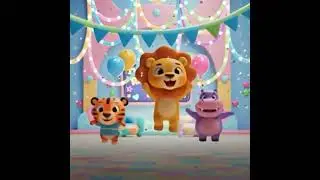 3 friends hippo, lion and cute tiger race then celebrate after  #Pawtificialss #petlovers #pets