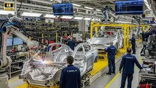 Inside the Tesla factory: producing the Tesla Model S car.