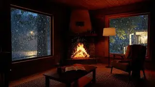 Relaxing Rain & Crackling Fireplace 🔥 Cozy Cabin Ambience to Fall Asleep Fast &ndash; Nighttime Retreat