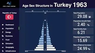 Turkey - Changing of Population Pyramid & Demographics (1950-2100)