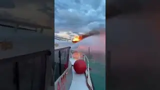 City of Miami Fireboat extinguishes Stiltsville Structure Fire