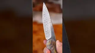 Hand-engraved Folding Pocket Knife Inlay with Gold #edc #knife #pocketknife #damascus