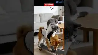 Cat pranks the dog! Round 16 #ai #catlover #doglover #catvsdog #catpranksdog