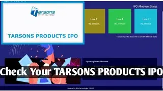 How to check TARSONS PRODUCTS IPO || Tarsons ipo allotment
