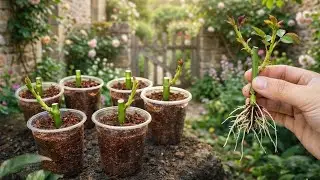 Detailed instructions on how to propagate roses using coconut fiber in plastic cups.