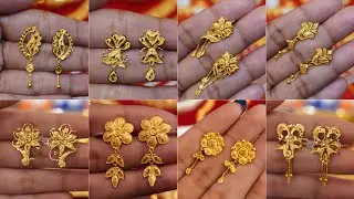 Latest daily wear gold earrings designs/light weight gold earrings design/1 gram simple gold earring