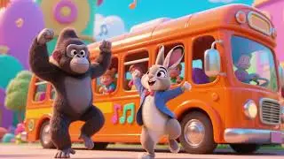 Baby Gorilla & Peter Rabbit Dance Party on the Orange Bus! 🦍🐰🚌🎶