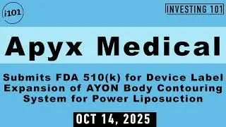 Apyx Medical Submits FDA 510(k) for Device Label Expansion of AYON Body Contouring System | Oct 14