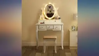 MAISMODA Vanity Table 10 LED Lights, 5 Drawers Makeup Dressing Desk with Cushioned review