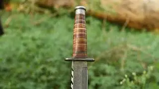 Damascus Steel Custom Handmade Military Bowie Fixed Blade Knife