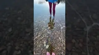 SO SATISFYING ICE RIVER CRACKS BENEATH THEM #shorts