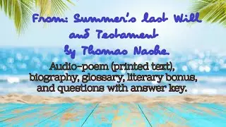 Thomas Nashe.From Summer's Last Will and Testament.