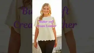 Scallop Trim Cream Leather Top  #zippileather #summerfashion  #leatherclothing #womensfashion #ootd