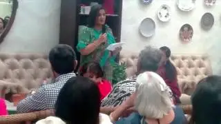 Anna Chandy speaks at the launch of her book, Battles in the Mind