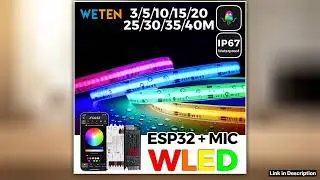 Waterproof WLED Controller ESP32 RGBIC COB LED Strip Light Tape Kit Music Sync Work with Alexa 24V
