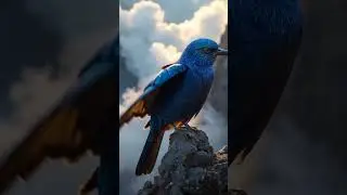 Sapphire Blue Exotic Bird on Mountain Cliff 🦅 | Hypnotic Loop #birds #wildlife