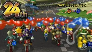 24-Player Mario Kart Wii Balloon Battle on Luigi Circuit with ITEM RAIN! (CTGP 2025)