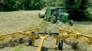 Raking Hay & Baling Hay.