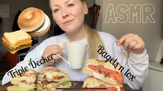 TRIPLE DECKER & BAGELS N LOX 🥪🥯 ~ ASMR MUKBANG in Manhattan NYC 🗽