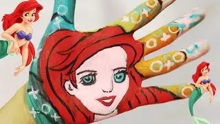 Роспись тела принцессы Ариэль, как рисовать принцесс Диснея, учимся рисовать цвета для детей
