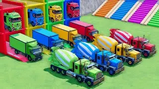 TRANSPORT OF COLOR - ALL MIXER TRUCK WITH DOUBLE FLATBED TRAILER TRUCKS, MAN, VOLVO, KENWORTH ! FS22