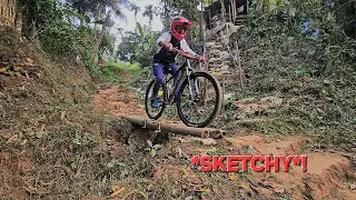Nature&rsquo;s Skinny Bridge... no room for error.! 😤 #mtb #viral #sundeepkalita 