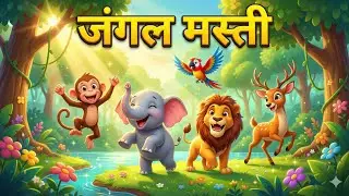  जंगल मस्ती 🌴😄 | 3D Jungle Fun Story Hindi | Monkey Elephant Lion Cartoon for Kids #junglestories 