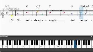 Anchors Aweigh by Charles A. Zimmerman - Easy piano tutorials with leadsheet and chords