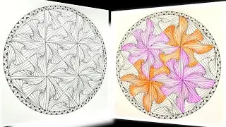 How to draw a Complex Zentangle Paradox in Circle / Zentangle Pattern for Beginners