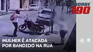 Mulher é atacada por bandido na rua e tem bolsa roubada; ação foi filmada | Cidade 190