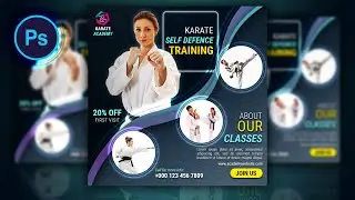 Karate School Social Media Post Banner Design | Social Media Ad Post Design | Photoshop Tutorial