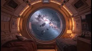 Relaxing by a Space Station Window | Calm Relaxing Ambient Music While Stars Drift By