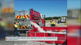 Jasper Co. firefighters practice drills for fires where there are no hydrants